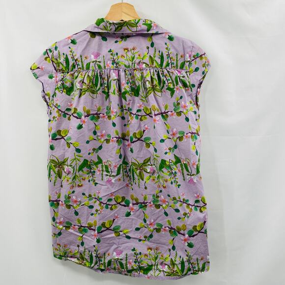 Cat's Pajamas purple floral button down top - Picture 4 of 5